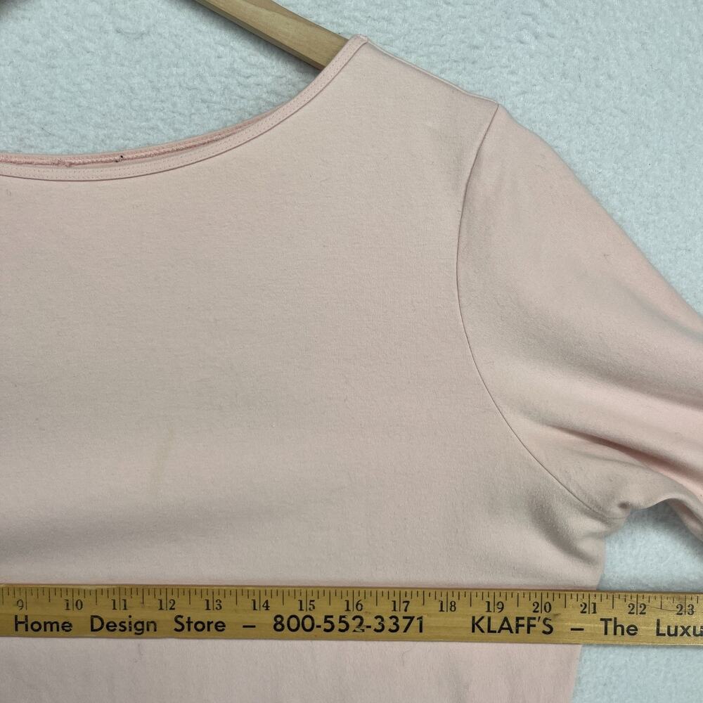 EILEEN FISHER Top XL Cotton Interlock Jersey Boat Neck 3/4 Sleeve Basic Pink - Picture 8 of 10